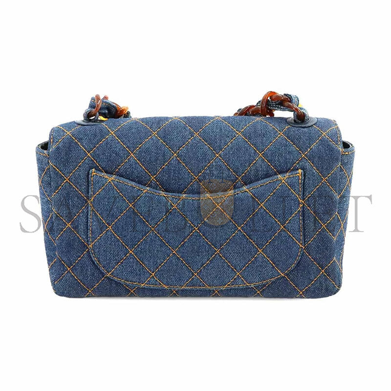 ch**el master matelasse plastic chain shoulder bag De*1m blue vintage (23*14*6cm)